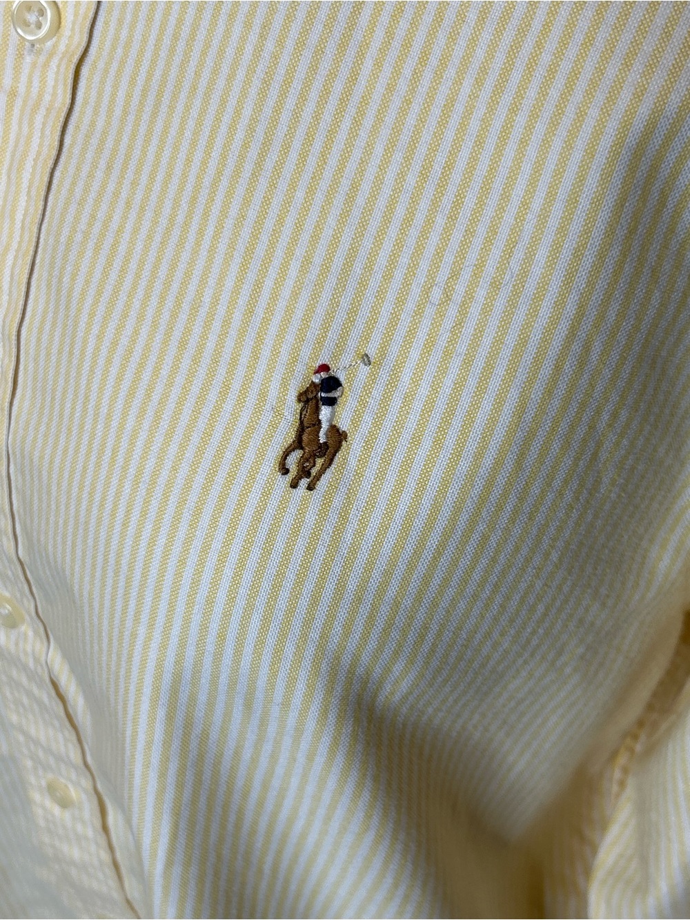 Ralph Lauren Classic Fit Yellow & White Stripe Oxford Button-Down Shirt Size 12 - Picture 7 of 9